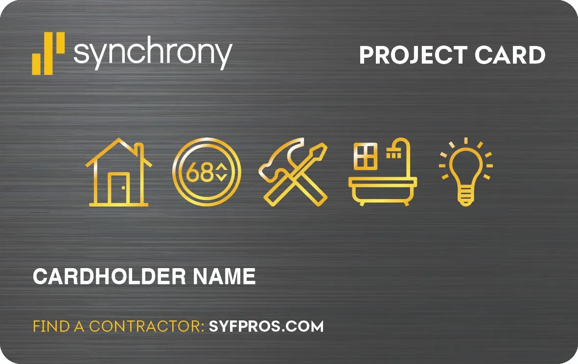 Front of the Synchrony Project Card, the card used to finance HVAC repairs and installs with Wildflower Climate